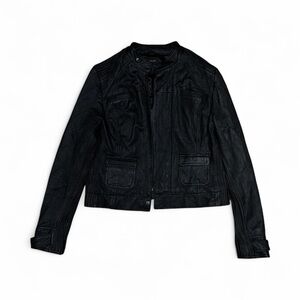 Vintage Bebe Cropped Black Genuine Leather Jacket